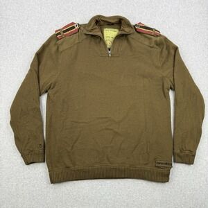 Vintage Oakley Sweater Mens 2XL Green Lambswool Science And Art Military 1/4 Zip